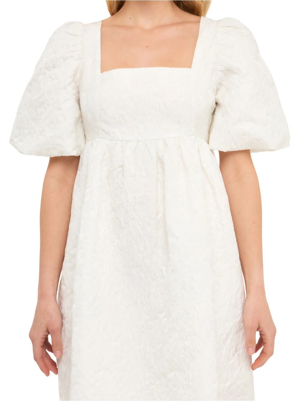 Endless Rose Open Back Floral
Jacquard Puff Sleeve Minidress - NWT XS